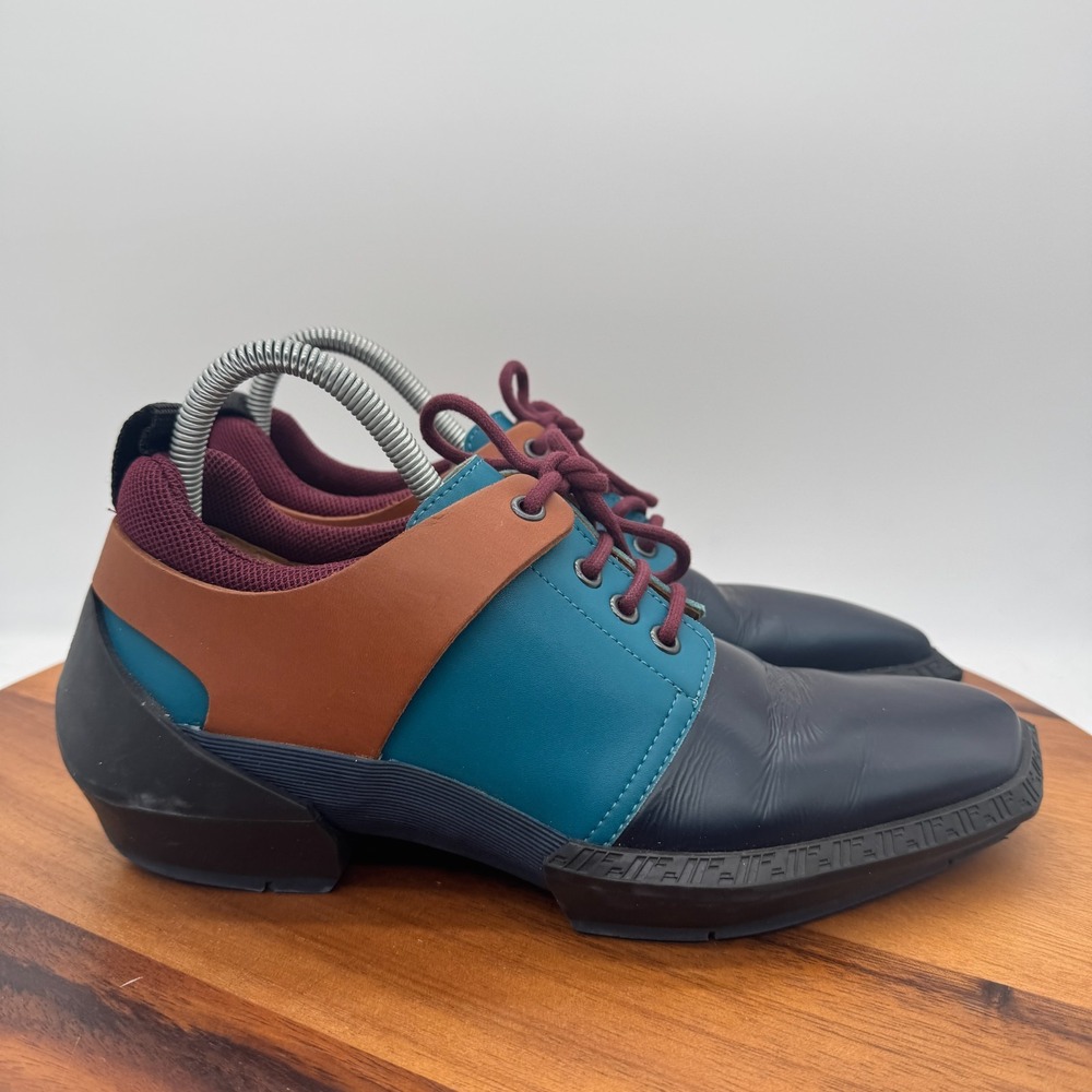 John Fluevog Omni Manifold Witness Men's 8 Blue Burgundy Leather Sneakers